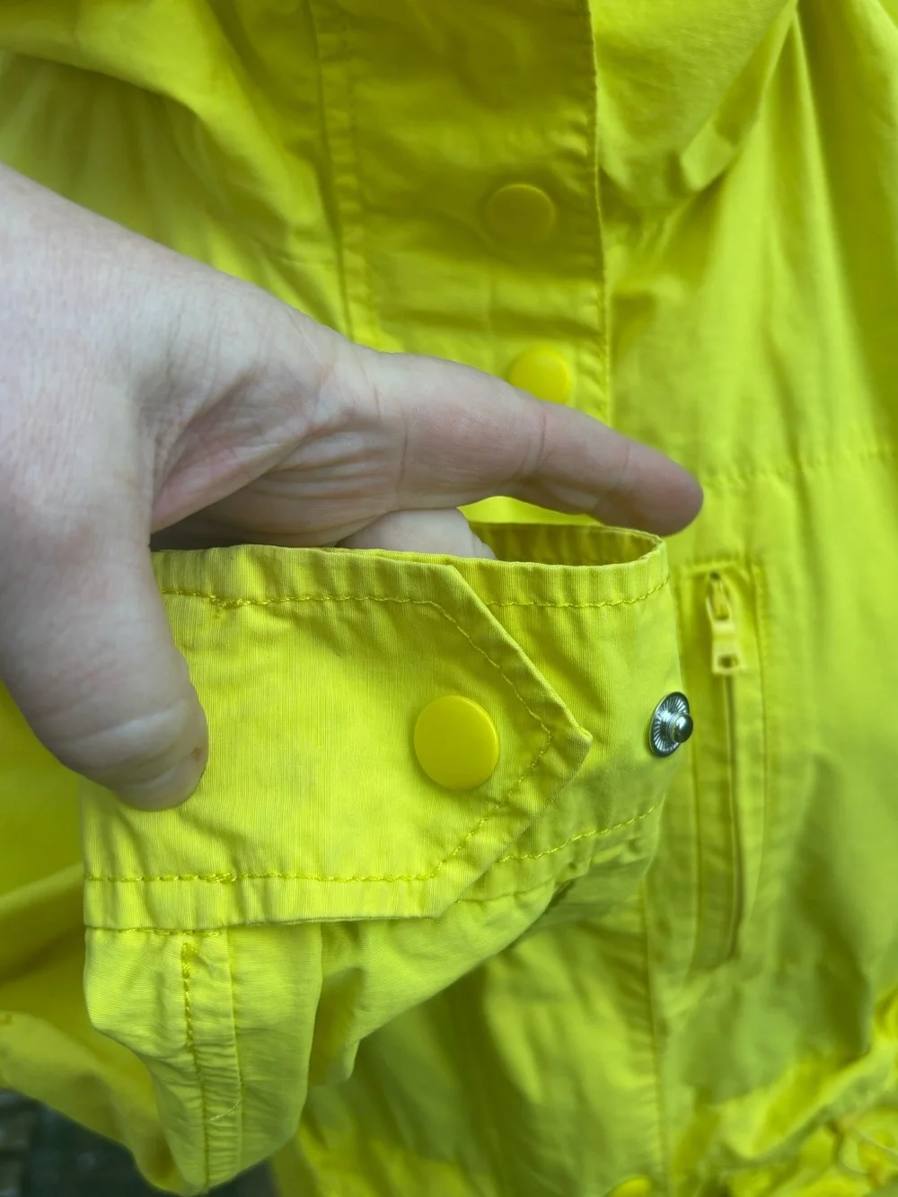 J.Crew Yellow Hooded Utility Anorak Jacket Raincoat Utility Pocket Size M